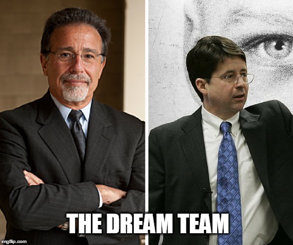"The Dream Team" David Rudolf of "The Staircase" andDean Strang of "Making a Murderer".JUSTICE SUPERHEROES | THE DREAM TEAM | image tagged in lawyers,making a murderer,the staircase,dream team,crime,wrongfully accused | made w/ Imgflip meme maker