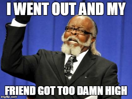Too Damn High | I WENT OUT AND MY; FRIEND GOT TOO DAMN HIGH | image tagged in memes,too damn high | made w/ Imgflip meme maker
