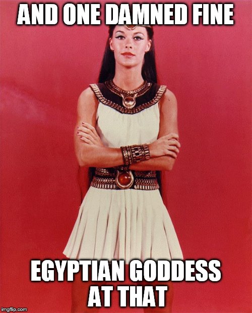 AND ONE DAMNED FINE EGYPTIAN GODDESS AT THAT | made w/ Imgflip meme maker