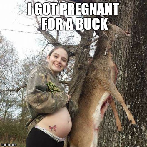 Bucked Up | I GOT PREGNANT FOR A BUCK | image tagged in deer,pregnancy,hunting | made w/ Imgflip meme maker