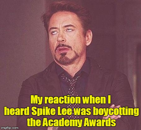 Robert Downey, Jr. | My reaction when I heard Spike Lee was boycotting the Academy Awards | image tagged in robert downey jr. | made w/ Imgflip meme maker