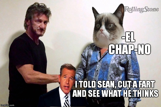 The cheese is old and moldy |  -EL CHAP-NO; I TOLD SEAN, CUT A FART AND SEE WHAT HE THINKS | image tagged in grumpy cat,sean penn,brian williams,el chapo | made w/ Imgflip meme maker