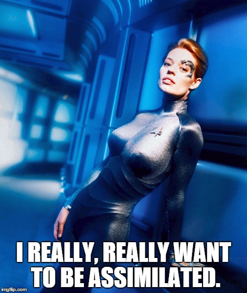 I REALLY, REALLY WANT TO BE ASSIMILATED. | image tagged in star trek | made w/ Imgflip meme maker