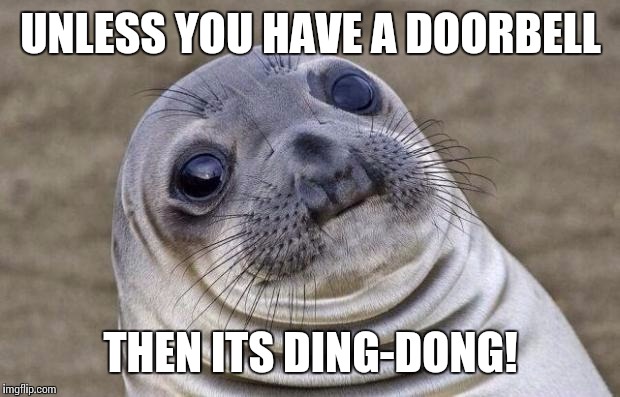 Awkward Moment Sealion Meme | UNLESS YOU HAVE A DOORBELL THEN ITS DING-DONG! | image tagged in memes,awkward moment sealion | made w/ Imgflip meme maker