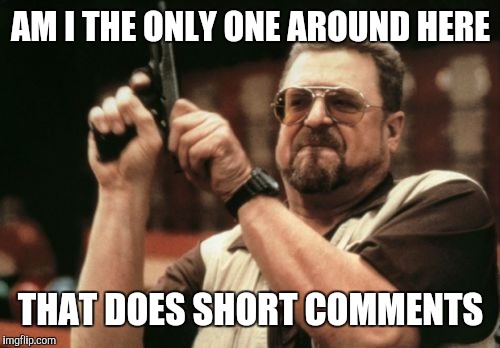 Am I The Only One Around Here | AM I THE ONLY ONE AROUND HERE; THAT DOES SHORT COMMENTS | image tagged in memes,am i the only one around here | made w/ Imgflip meme maker
