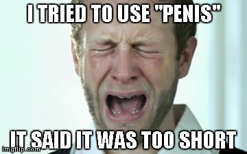 I TRIED TO USE "P**IS" IT SAID IT WAS TOO SHORT | made w/ Imgflip meme maker