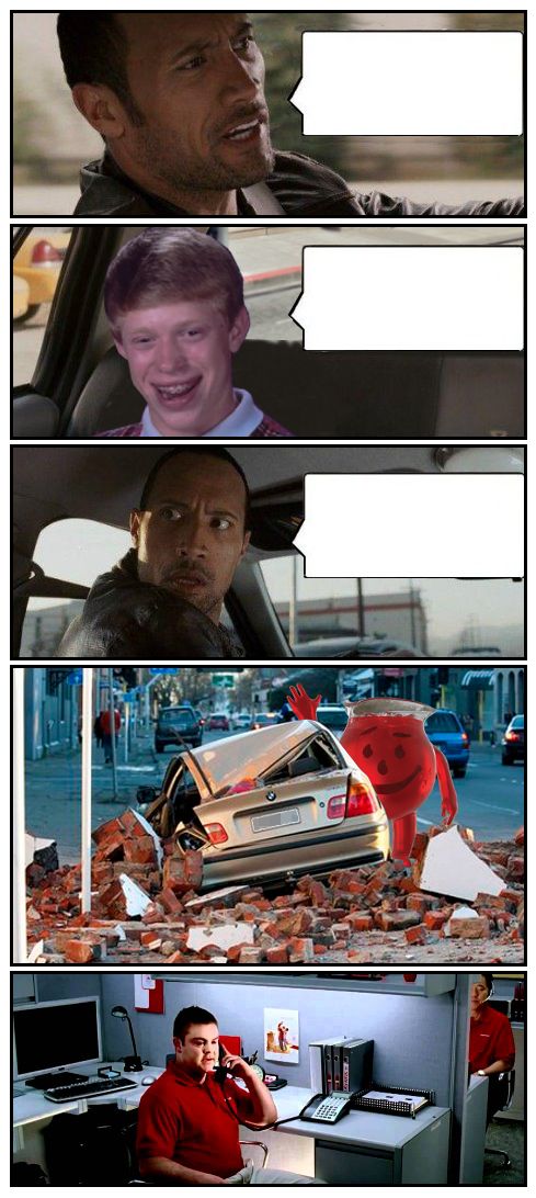 High Quality Bad Luck Brian Disaster Taxi meets Kool-Aid Guy Blank Meme Template