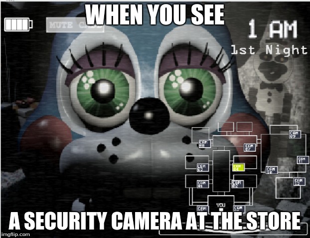 Everyone's done this once. | WHEN YOU SEE; A SECURITY CAMERA AT THE STORE | image tagged in fnaf2,toy bonnie fnaf,bonnie,bunny,store,fnaf | made w/ Imgflip meme maker