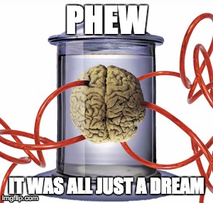 PHEW; IT WAS ALL JUST A DREAM | image tagged in brain | made w/ Imgflip meme maker