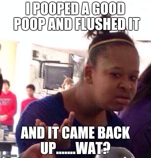 Black Girl Wat | I POOPED A GOOD POOP AND FLUSHED IT; AND IT CAME BACK UP.......WAT? | image tagged in memes,black girl wat | made w/ Imgflip meme maker