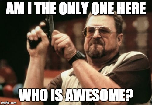 Am I The Only One Around Here Meme | AM I THE ONLY ONE HERE; WHO IS AWESOME? | image tagged in memes,am i the only one around here | made w/ Imgflip meme maker