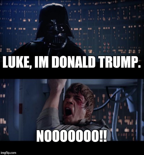 Star Wars No Meme | LUKE, IM DONALD TRUMP. NOOOOOOO!! | image tagged in memes,star wars no | made w/ Imgflip meme maker