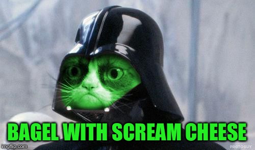 Grumpy RayVader | BAGEL WITH SCREAM CHEESE | image tagged in grumpy rayvader | made w/ Imgflip meme maker