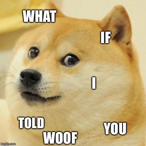 Doge | WHAT; IF; I; TOLD; YOU; WOOF | image tagged in memes,doge | made w/ Imgflip meme maker