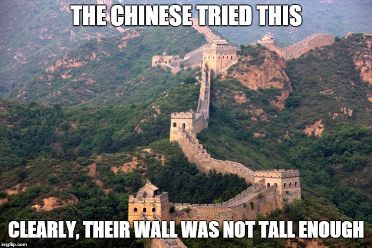 THE CHINESE TRIED THIS CLEARLY, THEIR WALL WAS NOT TALL ENOUGH | made w/ Imgflip meme maker