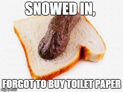 yummy | SNOWED IN, FORGOT TO BUY TOILET PAPER | image tagged in snow | made w/ Imgflip meme maker