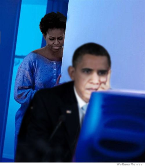 Obama computer Blank Meme Template