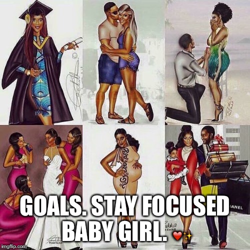 GOALS. STAY FOCUSED BABY GIRL. ❤️✨ | image tagged in life goals | made w/ Imgflip meme maker