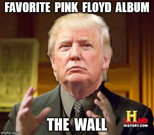 The Wall |  FAVORITE  PINK  FLOYD  ALBUM; THE  WALL | image tagged in trump,the wall,pink floyd | made w/ Imgflip meme maker
