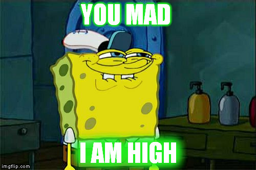 Don't You Squidward | YOU MAD; I AM HIGH | image tagged in memes,dont you squidward | made w/ Imgflip meme maker