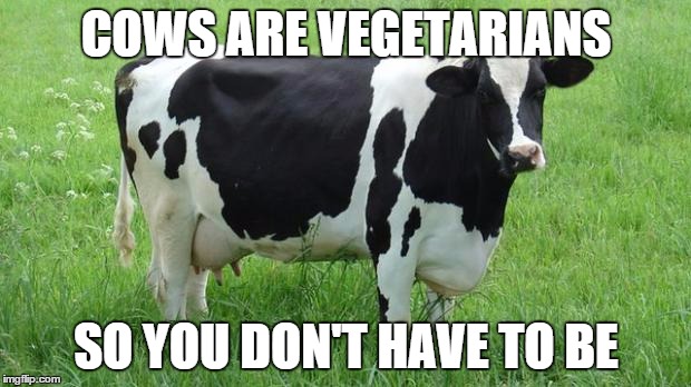 COWS ARE VEGETARIANS SO YOU DON'T HAVE TO BE | made w/ Imgflip meme maker