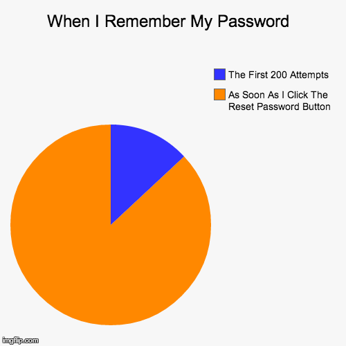 When I Remember My Password  As Soon As I Click The Reset Password Button The First 200 Attempts | image tagged in funny,pie charts | made w/ Imgflip chart maker