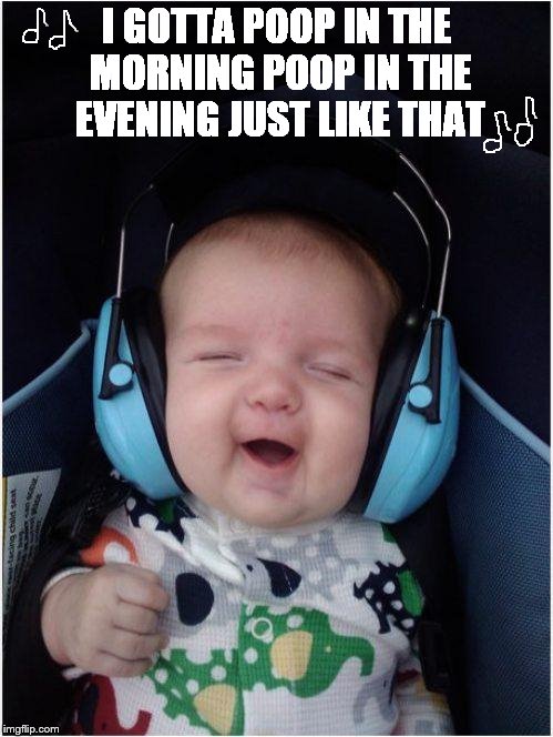 Jammin Baby Meme | I GOTTA POOP IN THE MORNING POOP IN THE EVENING JUST LIKE THAT | image tagged in memes,jammin baby | made w/ Imgflip meme maker
