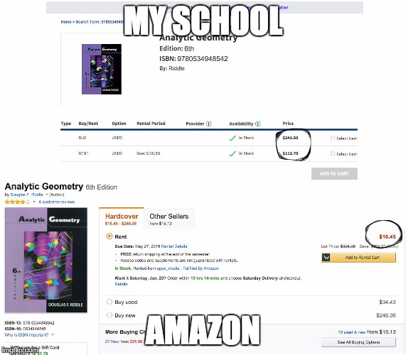 Amazon | MY SCHOOL; AMAZON | image tagged in college | made w/ Imgflip meme maker