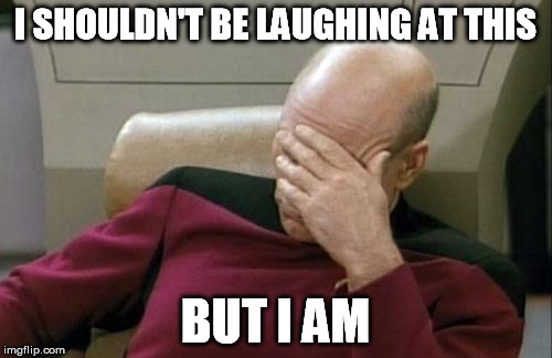 Captain Picard Facepalm Meme | I SHOULDN'T BE LAUGHING AT THIS BUT I AM | image tagged in memes,captain picard facepalm | made w/ Imgflip meme maker