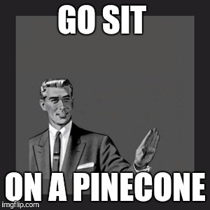 Kill Yourself Guy | GO SIT; ON A PINECONE | image tagged in memes,kill yourself guy | made w/ Imgflip meme maker