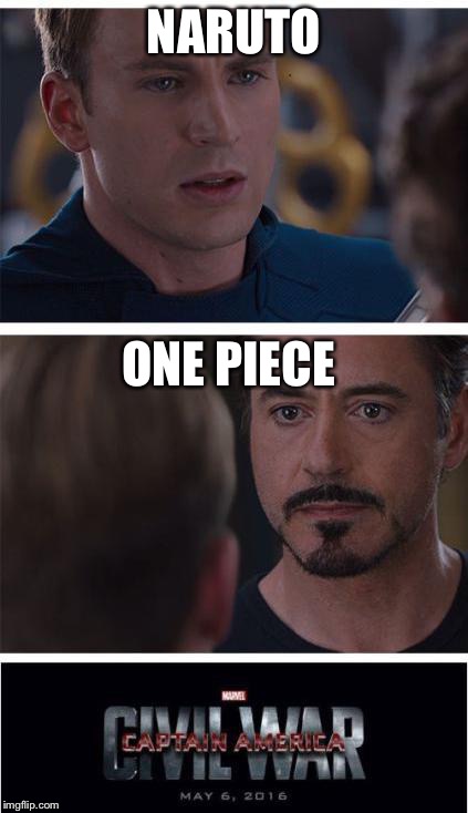 Marvel Civil War 1 Meme | NARUTO; ONE PIECE | image tagged in memes,marvel civil war 1 | made w/ Imgflip meme maker