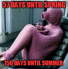 65 Days Till Spring | 57 DAYS UNTIL SPRING; 150 DAYS UNTIL SUMMER | image tagged in 65 days till spring | made w/ Imgflip meme maker