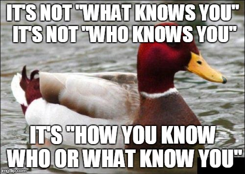 IT'S NOT "WHAT KNOWS YOU" IT'S NOT "WHO KNOWS YOU" IT'S "HOW YOU KNOW WHO OR WHAT KNOW YOU" | made w/ Imgflip meme maker