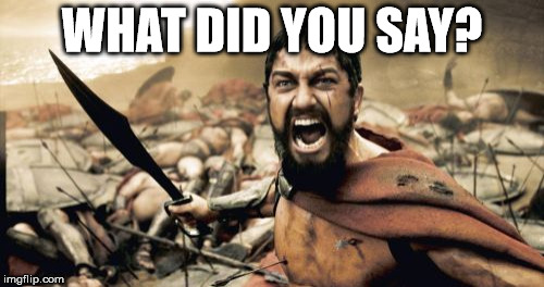 Sparta Leonidas | WHAT DID YOU SAY? | image tagged in memes,sparta leonidas | made w/ Imgflip meme maker