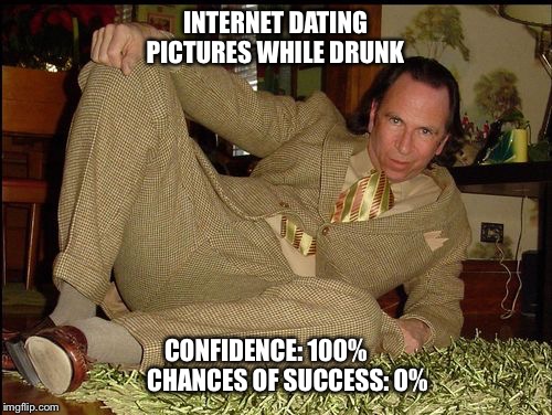 INTERNET DATING PICTURES WHILE DRUNK; CONFIDENCE: 100%
       
CHANCES OF SUCCESS: 0% | image tagged in drink | made w/ Imgflip meme maker
