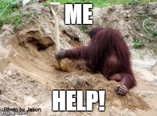 ME HELP! | image tagged in orang shovel | made w/ Imgflip meme maker