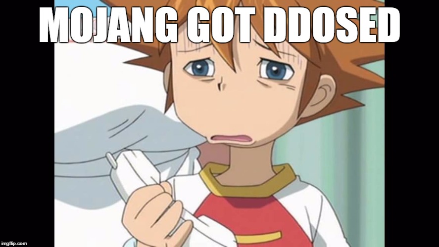 MOJANG GOT DDOSED | image tagged in chris is displeased - sonic x | made w/ Imgflip meme maker