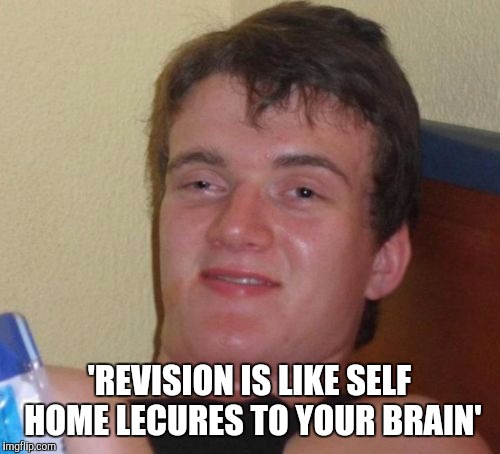 Revision is like... | 'REVISION IS LIKE SELF HOME LECURES TO YOUR BRAIN' | image tagged in memes,10 guy,stoned,weed,revision,college | made w/ Imgflip meme maker