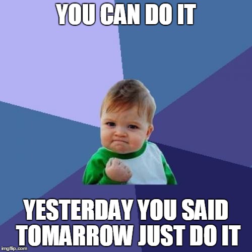 Success Kid | YOU CAN DO IT; YESTERDAY YOU SAID TOMARROW JUST DO IT | image tagged in memes,success kid | made w/ Imgflip meme maker