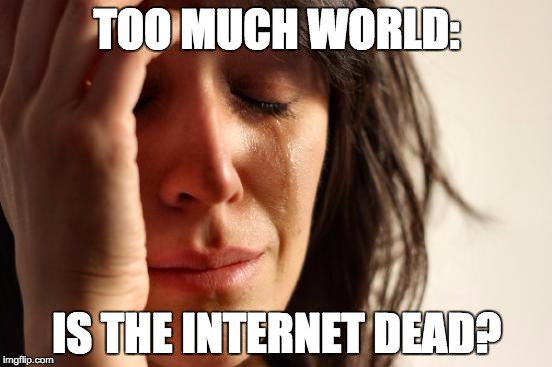 First World Problems | TOO MUCH WORLD:; IS THE INTERNET DEAD? | image tagged in memes,first world problems,hito steyerl | made w/ Imgflip meme maker