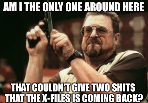 Am I The Only One Around Here | AM I THE ONLY ONE AROUND HERE; THAT COULDN'T GIVE TWO SHITS THAT THE X-FILES IS COMING BACK? | image tagged in memes,am i the only one around here | made w/ Imgflip meme maker