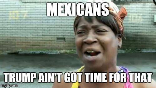 Ain't Nobody Got Time For That | MEXICANS; TRUMP AIN'T GOT TIME FOR THAT | image tagged in memes,aint nobody got time for that | made w/ Imgflip meme maker