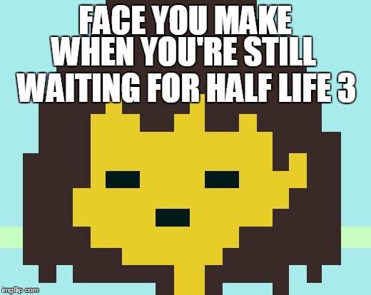 Frisk's face | FACE YOU MAKE; WHEN YOU'RE STILL WAITING FOR HALF LIFE 3 | image tagged in frisk's face | made w/ Imgflip meme maker