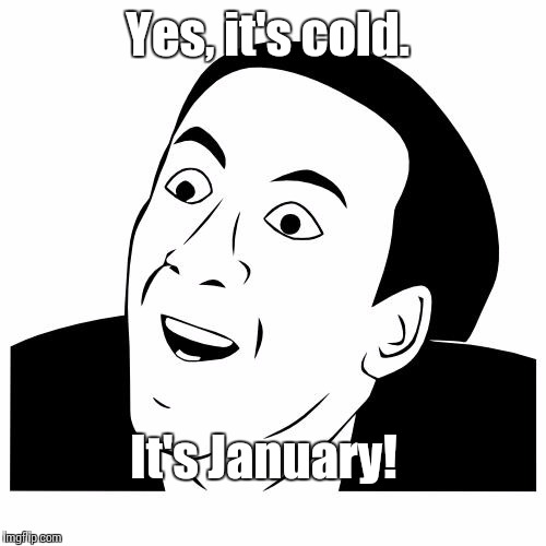 you don't say | Yes, it's cold. It's January! | image tagged in you don't say | made w/ Imgflip meme maker
