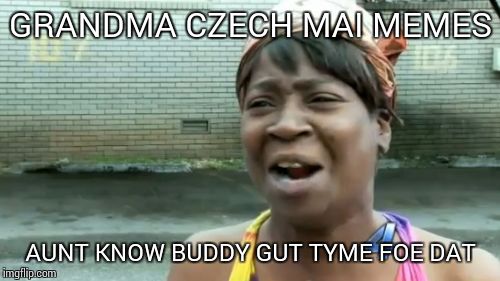 Ain't Nobody Got Time For That Meme | GRANDMA CZECH MAI MEMES AUNT KNOW BUDDY GUT TYME FOE DAT | image tagged in memes,aint nobody got time for that | made w/ Imgflip meme maker