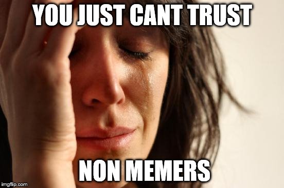 First World Problems | YOU JUST CANT TRUST; NON MEMERS | image tagged in memes,first world problems | made w/ Imgflip meme maker