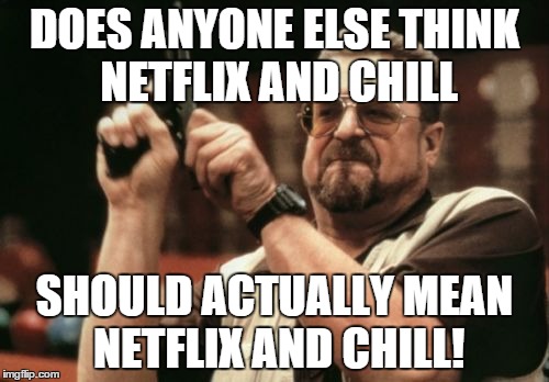 Am I The Only One Around Here Meme | DOES ANYONE ELSE THINK NETFLIX AND CHILL; SHOULD ACTUALLY MEAN NETFLIX AND CHILL! | image tagged in memes,am i the only one around here | made w/ Imgflip meme maker