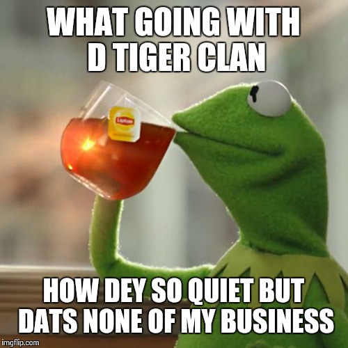 But That's None Of My Business | WHAT GOING WITH D TIGER CLAN; HOW DEY SO QUIET BUT DATS NONE OF MY BUSINESS | image tagged in memes,but thats none of my business,kermit the frog | made w/ Imgflip meme maker