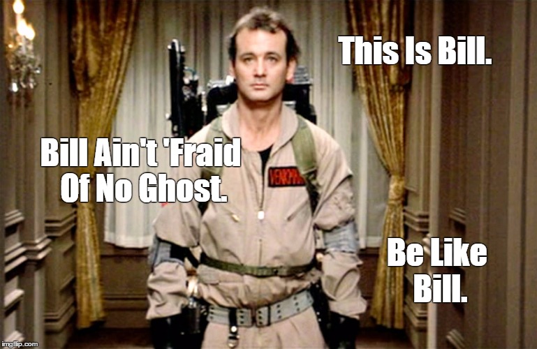 Be Like Bill Murray | This Is Bill. Bill Ain't 'Fraid Of No Ghost. Be Like Bill. | image tagged in bill murray ghostbusters,be like bill,ghostbusters | made w/ Imgflip meme maker