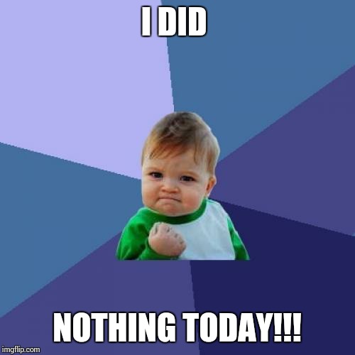 True story... | I DID; NOTHING TODAY!!! | image tagged in memes,success kid | made w/ Imgflip meme maker